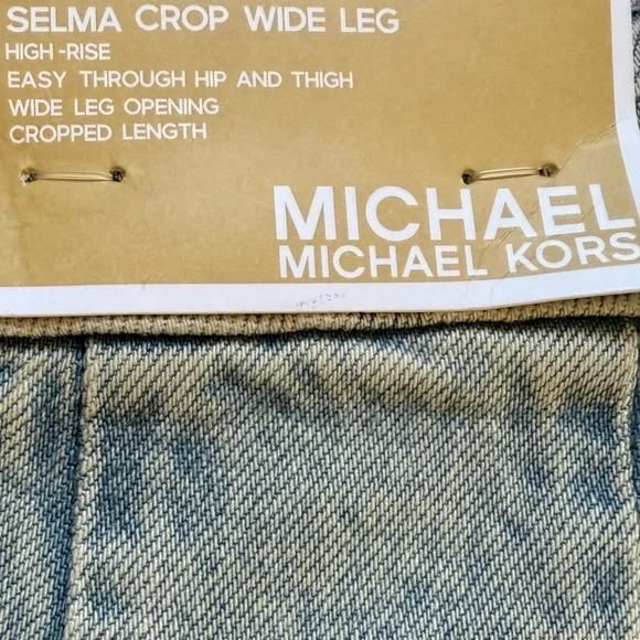 Michael Kors Women Sz 6 Blue Selma Crop Wide Leg Denim Jeans Pant Cotton Lyocell - Picture 13 of 14